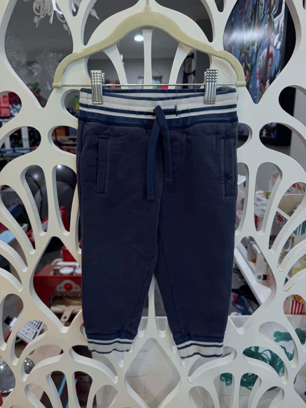 Dolce & Gabbana Navy Blue Kids Joggers with Striped Waistband